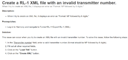 Picture of Create a RL-1 XML file with an invalid transmitter number.
