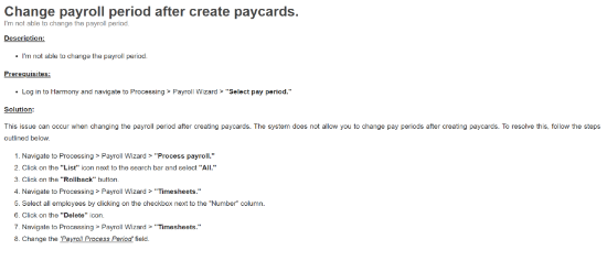 Picture of Change Payroll Process Period after creating Paycards.