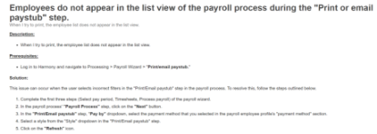Picture of Employees do not appear in the list view of the payroll process during the "Print/Email Paystub" step. 