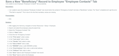 Picture of Save a New "Primary"  Record to Employee "Employee Contacts" Tab   