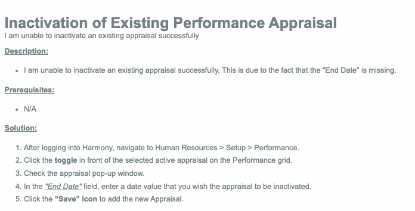 Picture of Inactivation of Existing Performance Appraisal 