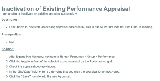 Picture of Inactivation of Existing Performance Appraisal 