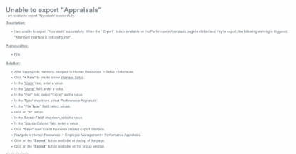 Picture of Unable to export "Appraisals"