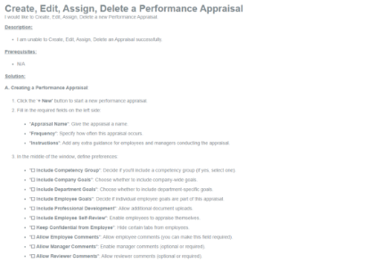 Picture of Create, Edit, Assign, Delete a Performance Appraisal