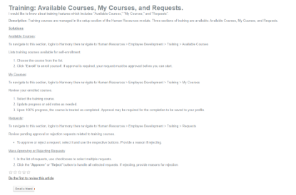 Picture of Training: Available Courses, My Courses, and Requests.    