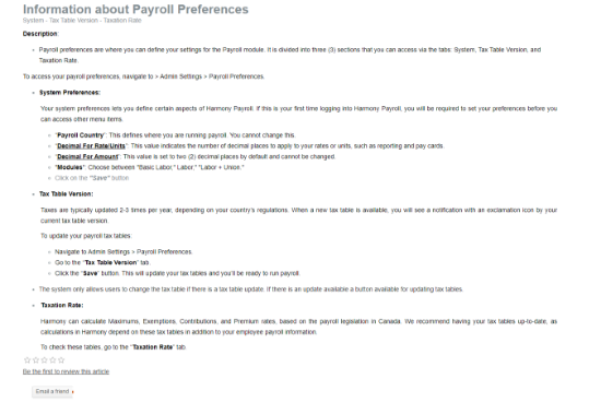 Picture of Information about Payroll Preferences
