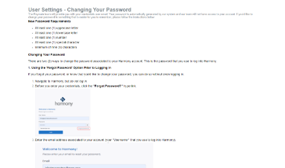 Picture of User Settings - Changing Your Password